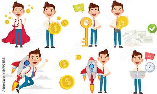 set of businessmen concept ideas clipart vector illustration 