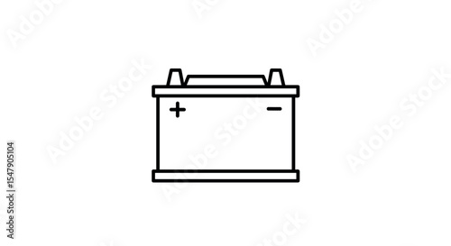 Simple line art of a car battery with positive and negative terminals vector illustration