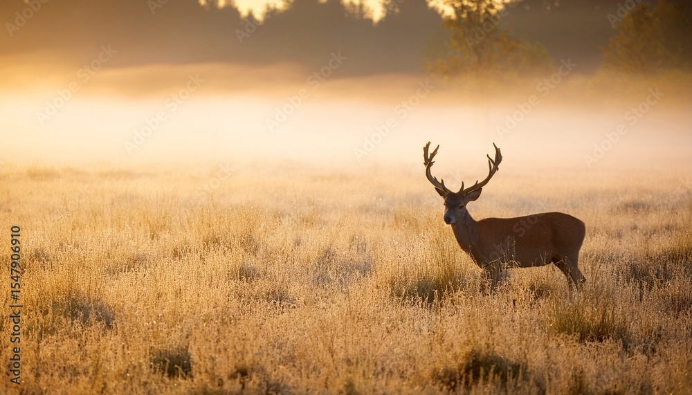 Obraz premium deer in misty morning field
