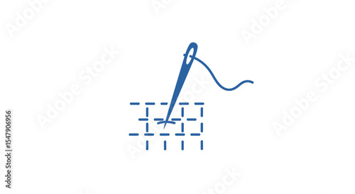 Sewing needle and thread icon embroidering a fabric illustration vector illustration
