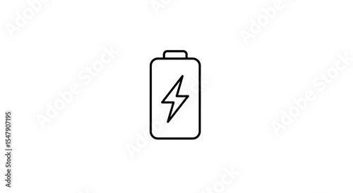 Minimalist battery icon with lightning bolt indicating power and energy vector illustration