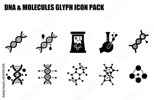 DNA & Molecules Glyph Icon Pack