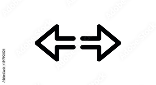 Black bidirectional arrow icon for navigation and directional indication vector illustration
