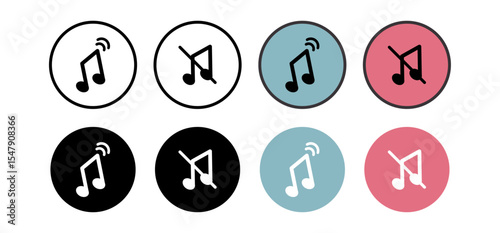 Icon set of music on and music off