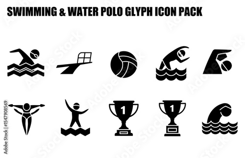 Swimming & Water Polo Glyph Icons