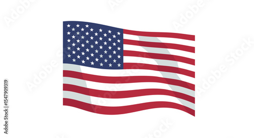 Waving united states flag illustration on white background vector illustration
