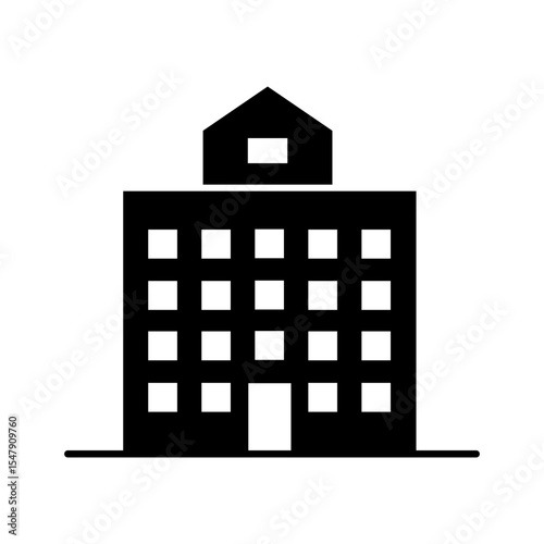Apartment building icons. Silhouette style. City real estate, housing architectural design.
Vector illustration.
