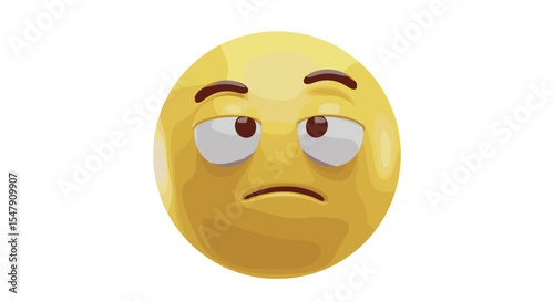 Skeptical emoji expression with raised eyebrows and sideways glance vector illustration