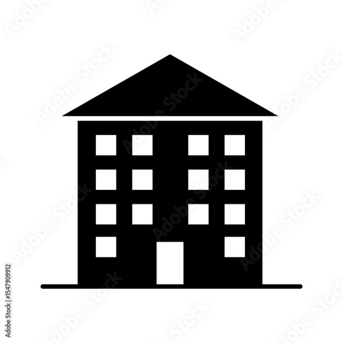 Apartment building icons. Silhouette style. City real estate, housing architectural design.
Vector illustration.