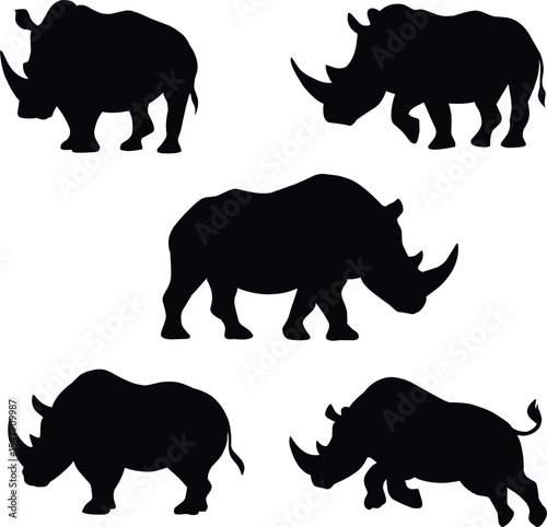 Rhino silhouettes vector