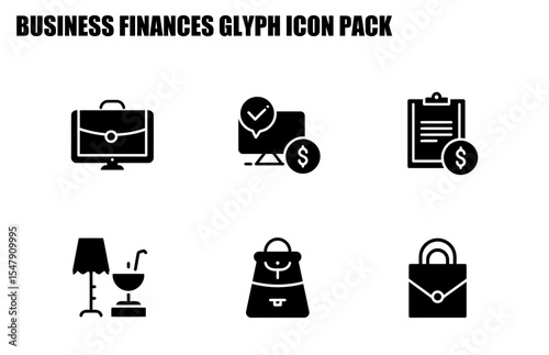 Business finances glyph icons set. general, diverse demographic.