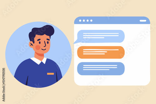Young Man Chatting Online Using Messaging App