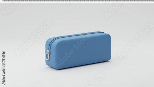 Sleek Light Blue Zippered Pouch Versatile Travel Cosmetic Case