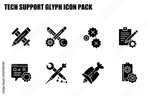 Tech support glyph icon pack