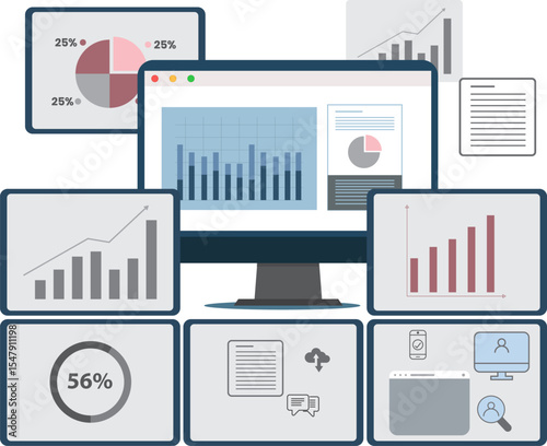 Business, Finance Graphs, statistics, Growth Maps Flat Vector Illustration Design for banner, web ui kit, app ui, wallpaper, business research tools, Flat Design illustration
