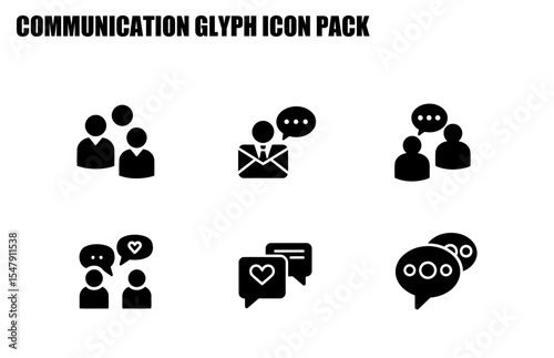 Communication glyph icon pack with diverse group interactions
