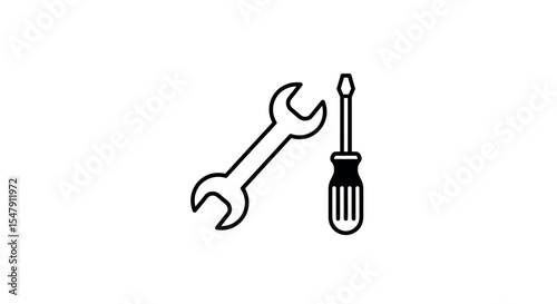 Wrench and screwdriver icon - tools for repair and maintenance vector illustration