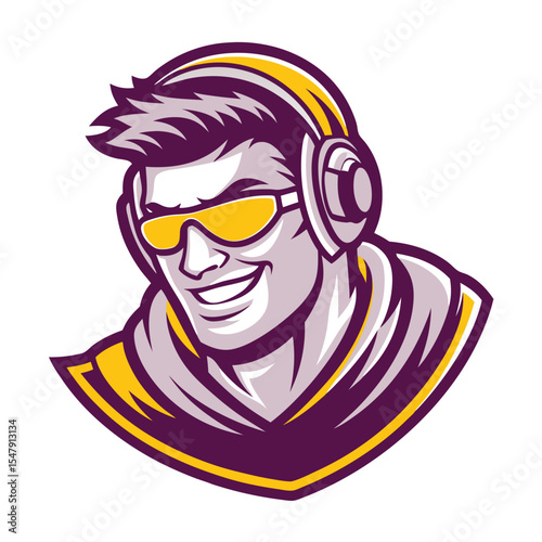 Stylish Man with Headphones and Sunglasses