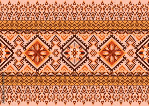 Richly detailed ethnic pattern with geometric motifs in Warm Earth Tones. Designed for creating unique clothing designs, upholstery for furniture, decoration.