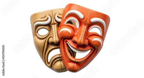Tableau sur toile Isolated Comedy and Tragedy Masks