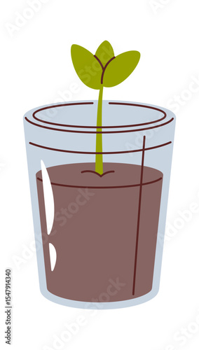 Potted plant in plastic glass
