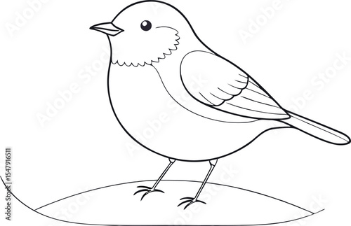 Elegant Kinglet Bird Line Art Vector Illustration