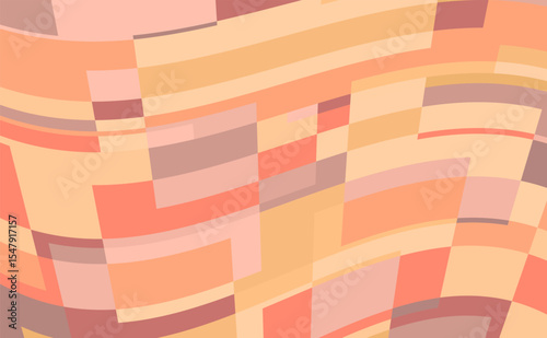 A dynamic composition of overlapping, slightly curved rectangular shapes in a palette of warm tones. Creating subtly textured background with a sense of interconnectedness