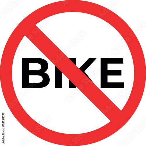 No bike prohibited sign on white background