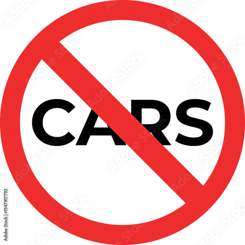 No cars prohibited sign on white background