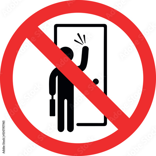 No knocking at door prohibited sign