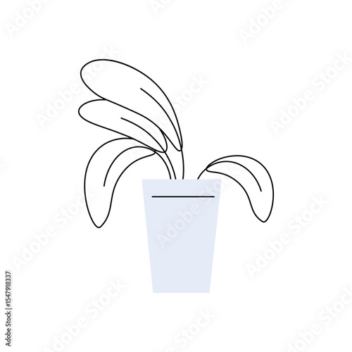 Minimal Abstract Indoor Plant in Pot – Line Art Illustration
