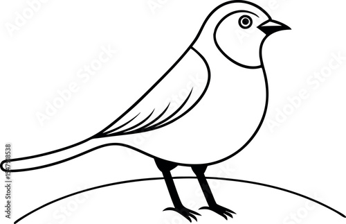Stunning Lark Bird Line Drawing Vector Illustration