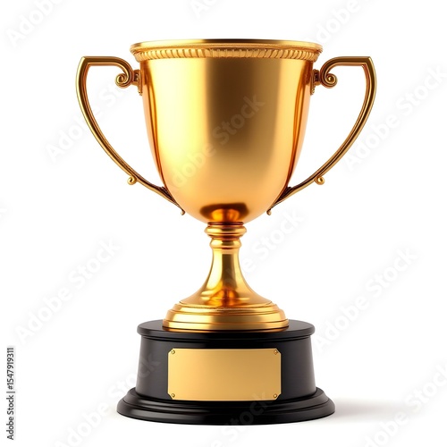 Gleaming Gold Trophy on White Background