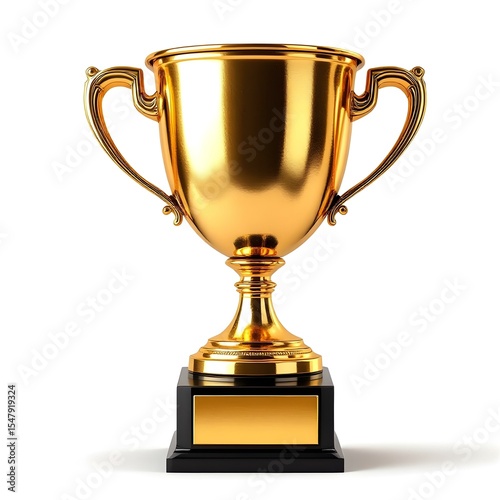 Gleaming Gold Trophy on White Background