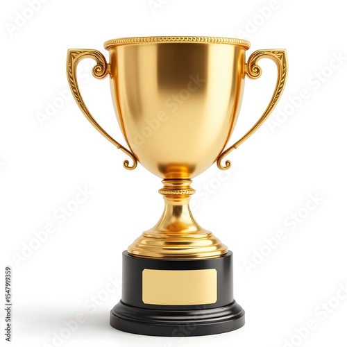 Gleaming Gold Trophy on White Background