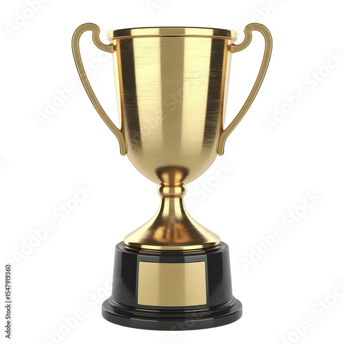 Gleaming Gold Trophy on White Background