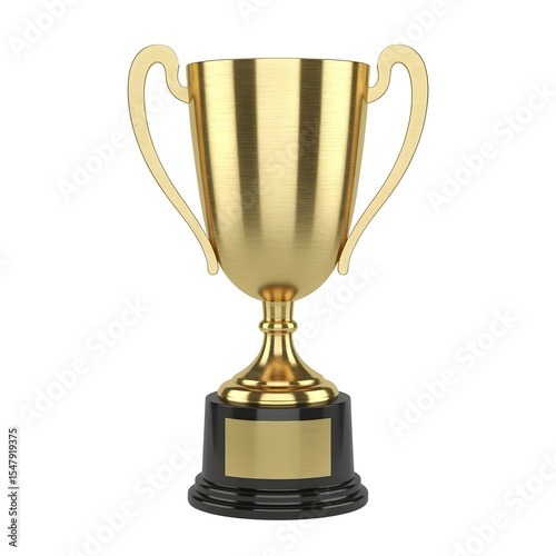 Gleaming Gold Trophy on White Background