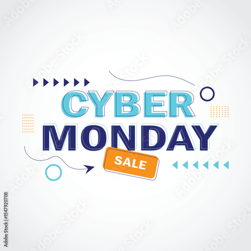 Cyber Monday Sale Banner with Modern Colorful Design Elements