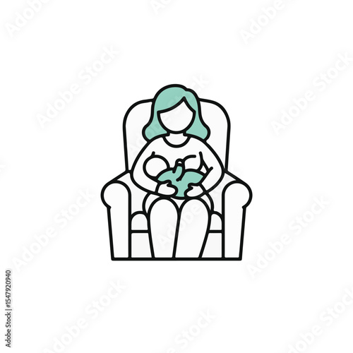 A mother lovingly breastfeeds her baby while seated in a comfy armchair.