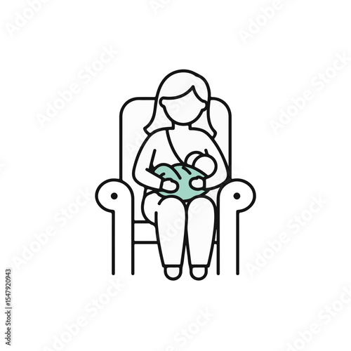 A tender illustration depicts a mother breastfeeding her baby