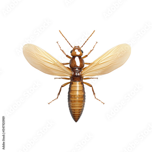 A brown bug with wings is on a white background