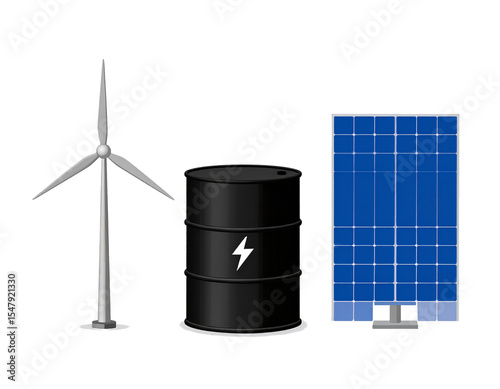 Energy Paradigm: A compelling illustration contrasting renewable and traditional energy sources, symbolizing the global shift towards sustainable practices and environmental awareness.