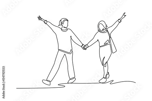Friendship concept. Single line draw design. Vector graphic illustration