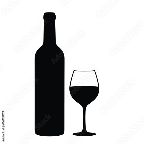 wine bottle and glass