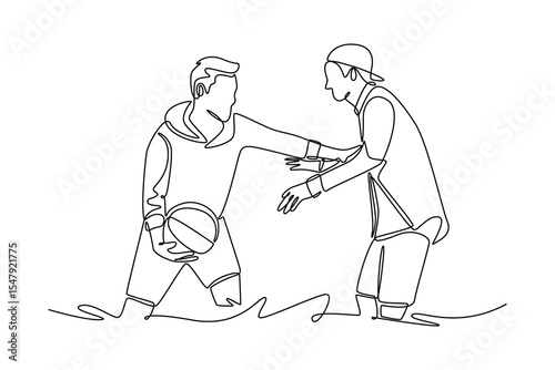 Friendship concept. Single line draw design. Vector graphic illustration