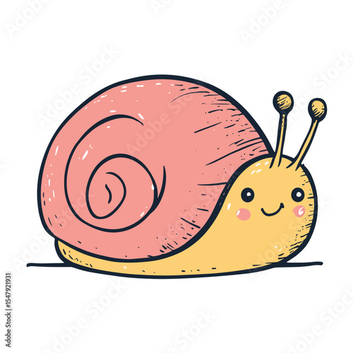 cute little snail in snail shell childish isolated vector illustration