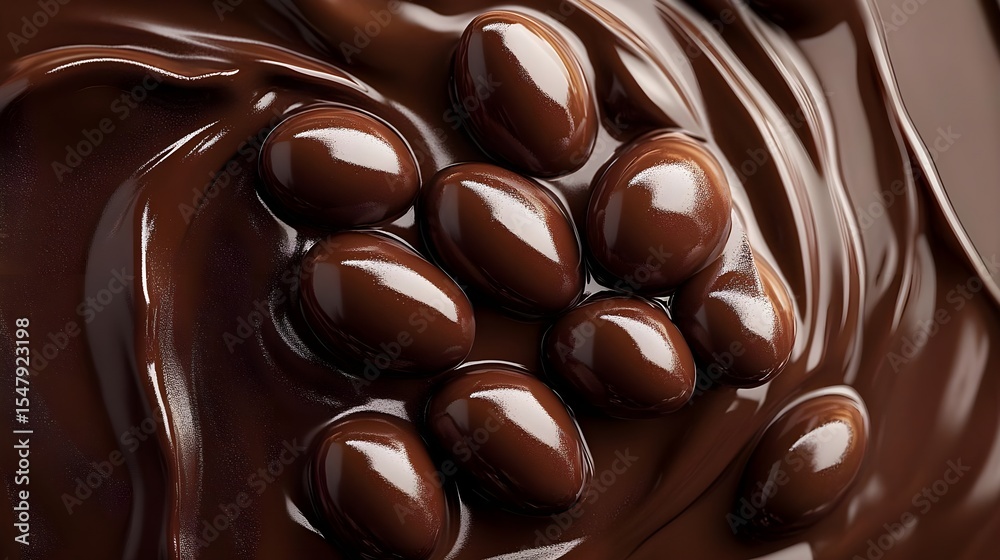 Fototapeta premium Chocolate, Candies, Sweets, Chocolate Candies in Melted Chocolate