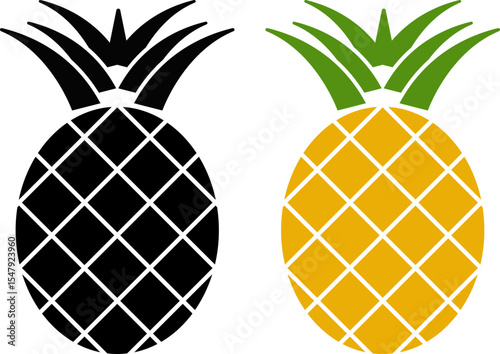 pineapple icon. health food symbol. Tropical sweet fruit collection