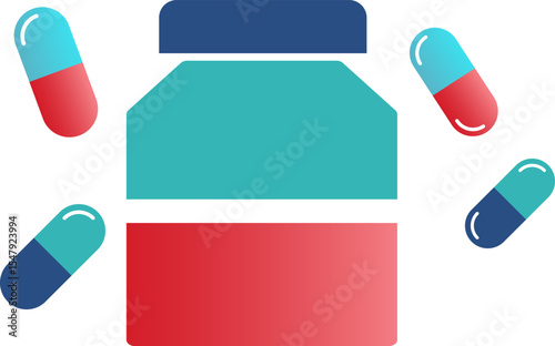 Pill bottle icon set. medical and pharmaceutical elements. Health supplements. vitamin pills. packaging for healthcare
