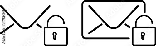 Message or email Lock icon set . Secure email with padlock symbol. cyber security. private communication
